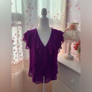 Elegant Purple Ruffle Blouse